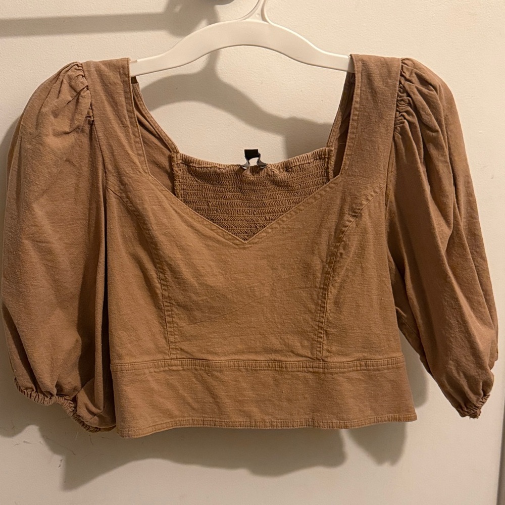 Express Brown Puff Sleeve Blouse